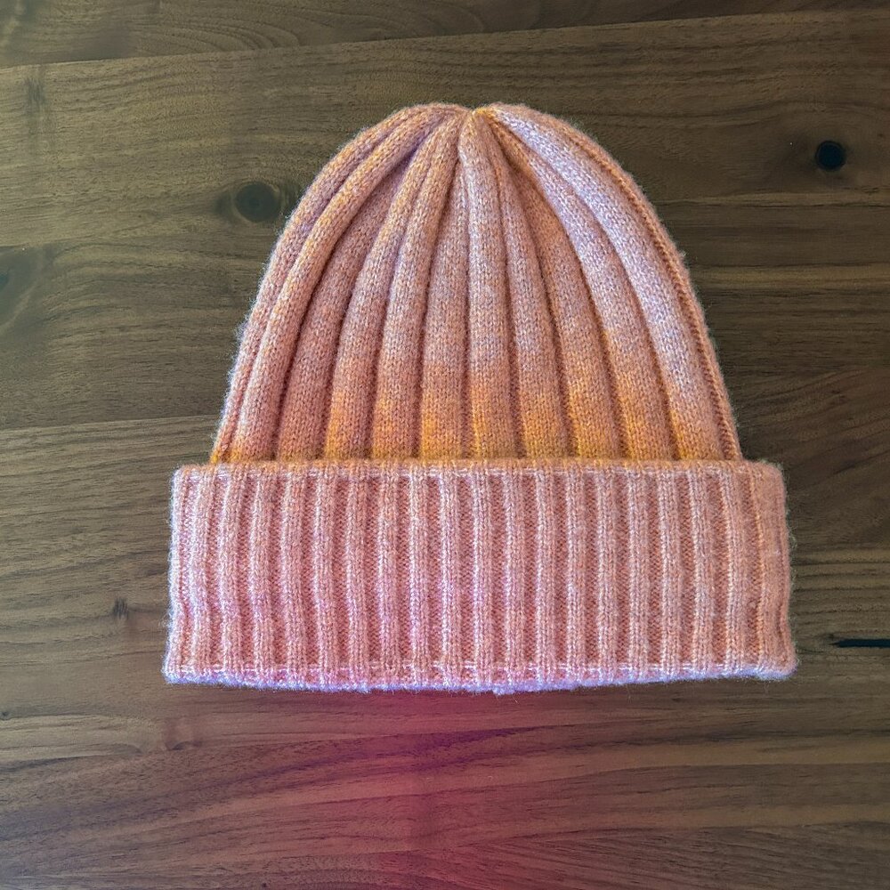 Light Mauve Pink Rib Knit Beanie